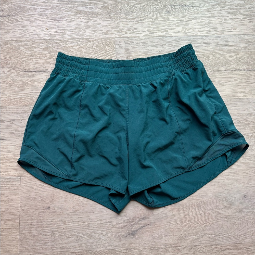 Lululemon Hotty Hot 4” Lined High Rise HR Shorts Size 10 Storm Teal